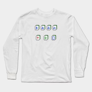 Mahjong Honor Tiles 麻雀番子 - Winds, Dragons 東南西北中發白 | I Love Mahjong | Cantonese Sticker Long Sleeve T-Shirt